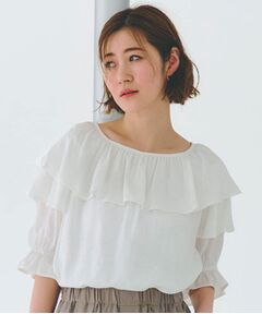 grove / グローブ シャツ・ブラウス | 麻調ダブルフリルブラウス