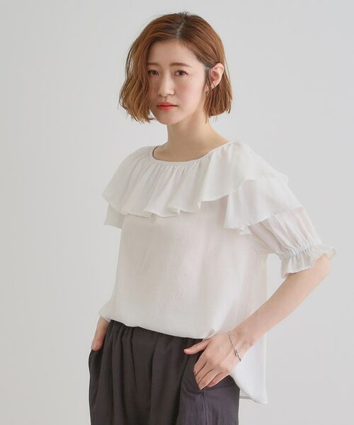 grove / グローブ シャツ・ブラウス | 麻調ダブルフリルブラウス | 詳細1