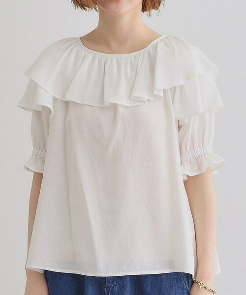 grove / グローブ シャツ・ブラウス | 麻調ダブルフリルブラウス | 詳細17