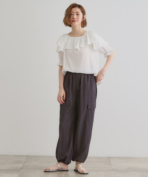 grove / グローブ シャツ・ブラウス | 麻調ダブルフリルブラウス | 詳細3