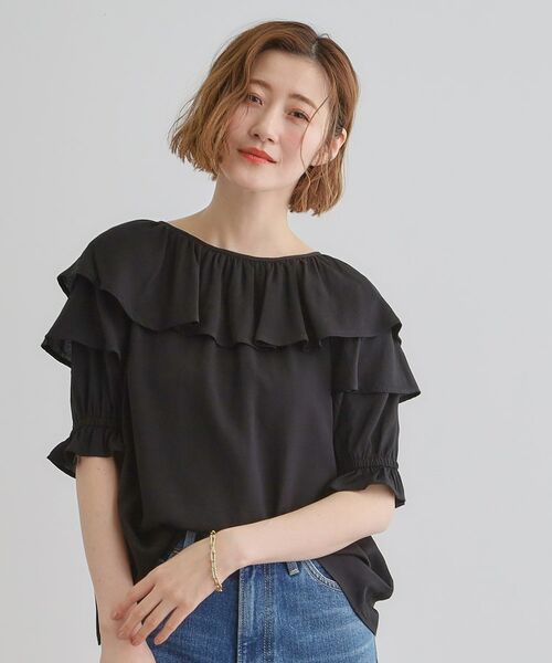 grove / グローブ シャツ・ブラウス | 麻調ダブルフリルブラウス | 詳細7