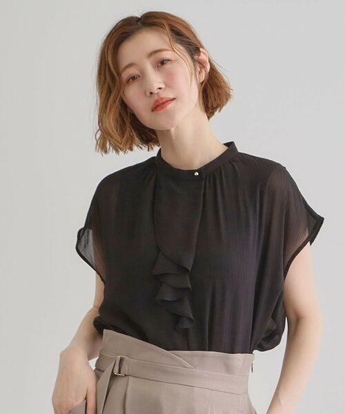 grove / グローブ シャツ・ブラウス | フロントラッフルフリルブラウス(ブラック(019))