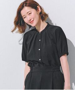 grove / グローブ シャツ・ブラウス | 【洗える・シワになりにくい】麻調スリーブドロストブラウス