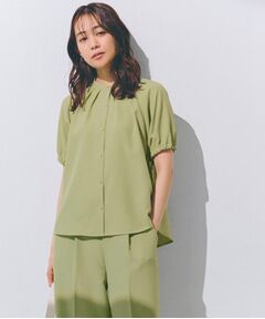 grove / グローブ シャツ・ブラウス | 【洗える・シワになりにくい】麻調スリーブドロストブラウス