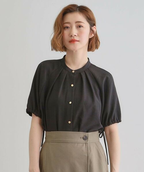 grove / グローブ シャツ・ブラウス | 【洗える・シワになりにくい】麻調スリーブドロストブラウス | 詳細11