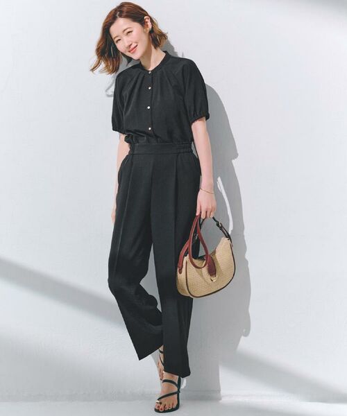 grove / グローブ シャツ・ブラウス | 【洗える・シワになりにくい】麻調スリーブドロストブラウス | 詳細14