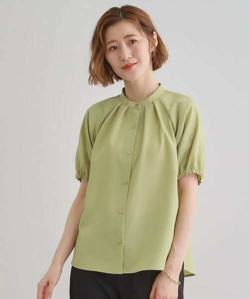grove / グローブ シャツ・ブラウス | 【洗える・シワになりにくい】麻調スリーブドロストブラウス | 詳細16