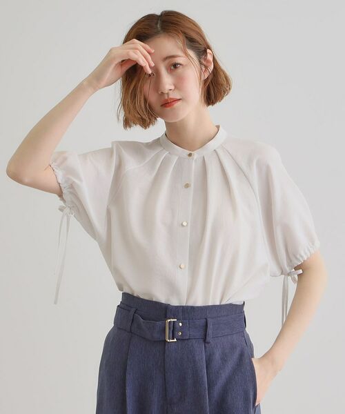 grove / グローブ シャツ・ブラウス | 【洗える・シワになりにくい】麻調スリーブドロストブラウス | 詳細2