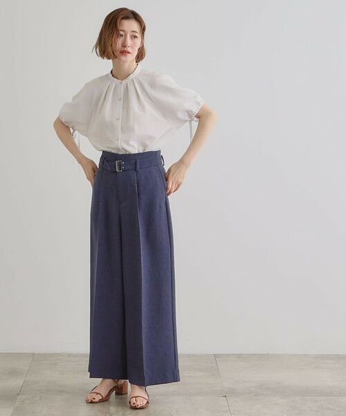 grove / グローブ シャツ・ブラウス | 【洗える・シワになりにくい】麻調スリーブドロストブラウス | 詳細3