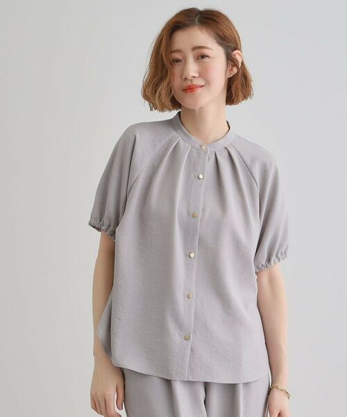 grove / グローブ シャツ・ブラウス | 【洗える・シワになりにくい】麻調スリーブドロストブラウス | 詳細6
