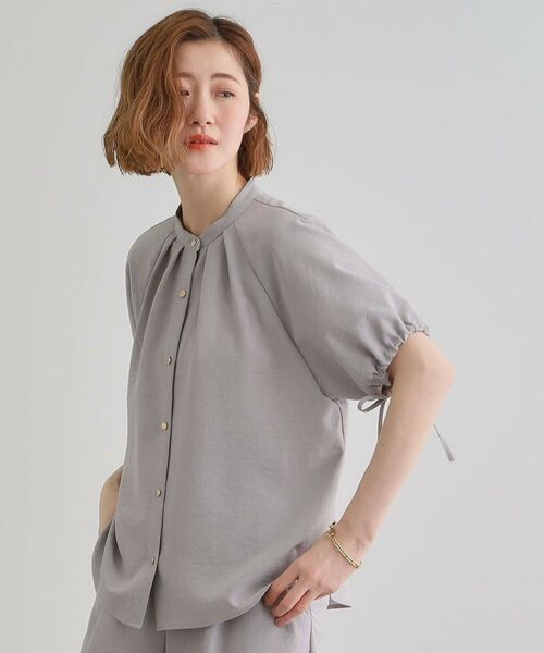 grove / グローブ シャツ・ブラウス | 【洗える・シワになりにくい】麻調スリーブドロストブラウス | 詳細7
