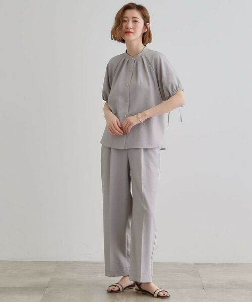 grove / グローブ シャツ・ブラウス | 【洗える・シワになりにくい】麻調スリーブドロストブラウス | 詳細8