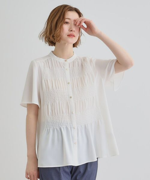 grove / グローブ シャツ・ブラウス | 大人の抜け感シアースラブシャーリングブラウス(オフホワイト(003))