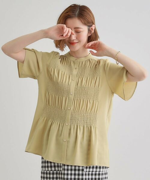 grove / グローブ シャツ・ブラウス | 大人の抜け感シアースラブシャーリングブラウス(ライトイエロー(030))