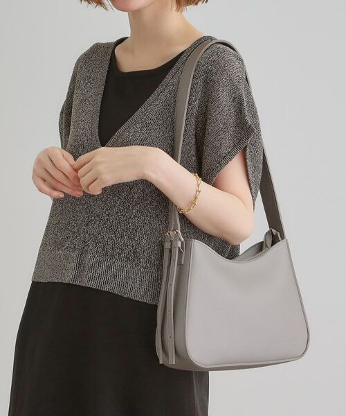 grove / グローブ ショルダーバッグ | ダブルバックルラウンドワイドショルダー(ブラックシルバー(009))