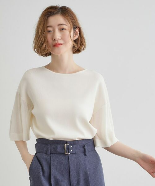 grove / グローブ ニット・セーター | 【嬉しい機能付き】やわらかドライタッチシアーフレアスリーブニット | 詳細1