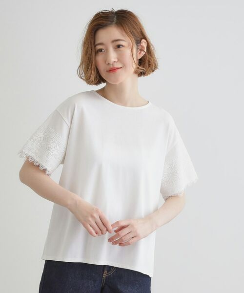 grove / グローブ Tシャツ | 【洗える/二の腕カバー】上品なレースで叶える、きちんと見えの夏Tシャツ | 詳細1