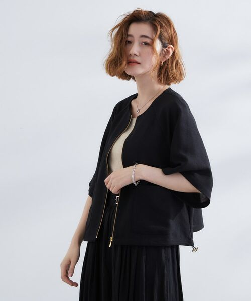 grove / グローブ ノーカラージャケット | 透け感と立体感で魅せる、大人の夏のメッシュワイドスリーブジャケット | 詳細2