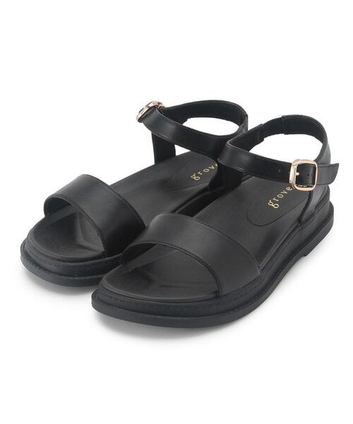 grove / グローブ サンダル | アンクルベルトフットベッドサンダル(ブラック(019))