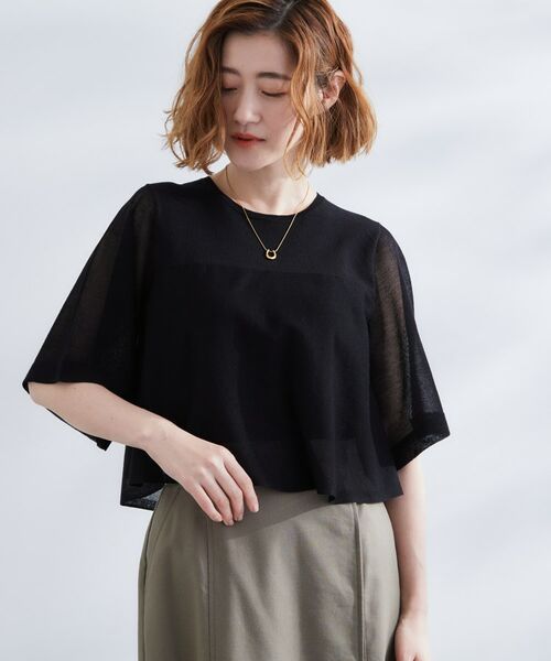 grove / グローブ ニット・セーター | シアーな軽やかさフロントシアーフレアニット | 詳細1