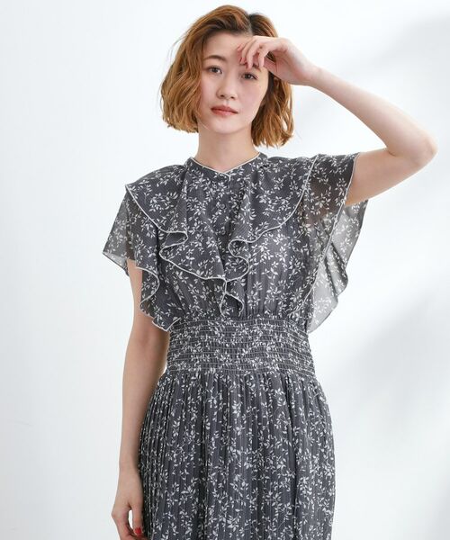 grove / グローブ ロング・マキシ丈ワンピース | 夏の主役シフォンプリントプリーツワンピース | 詳細1