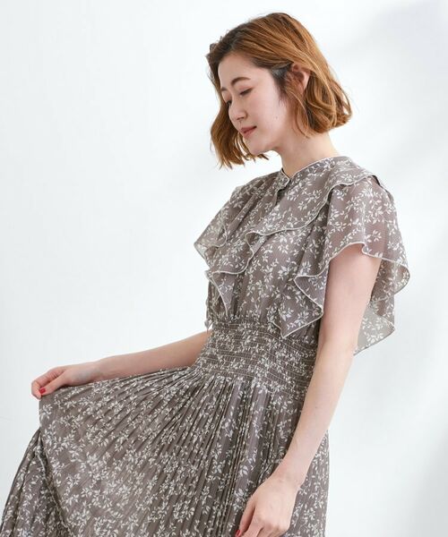grove / グローブ ロング・マキシ丈ワンピース | 夏の主役シフォンプリントプリーツワンピース | 詳細5