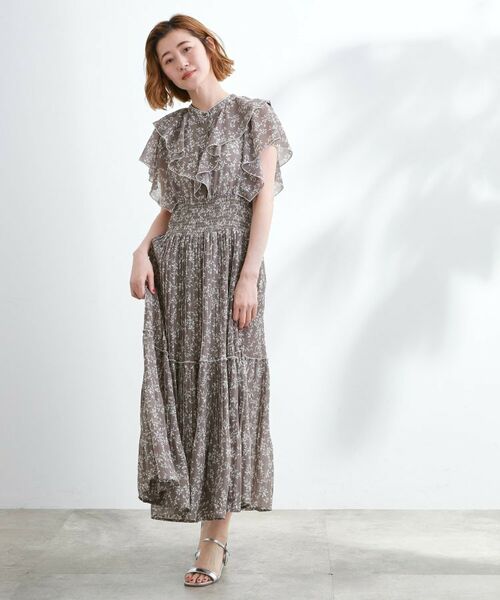 grove / グローブ ロング・マキシ丈ワンピース | 夏の主役シフォンプリントプリーツワンピース | 詳細7