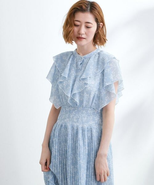 grove / グローブ ロング・マキシ丈ワンピース | 夏の主役シフォンプリントプリーツワンピース | 詳細9