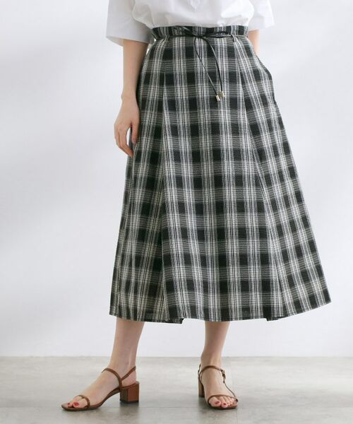 grove / グローブ スカート | コードリボンタックAラインスカート(ブラックチェック(219))