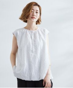 grove / グローブ シャツ・ブラウス | 裾のボリュームが今年気分　ストライプバルーンブラウス