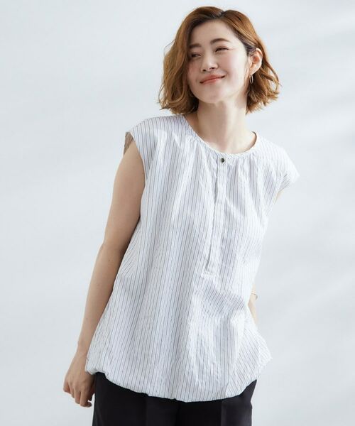 grove / グローブ シャツ・ブラウス | 裾のボリュームが今年気分 ストライプバルーンブラウス | 詳細1