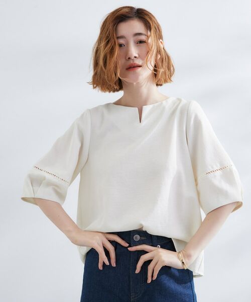 grove / グローブ シャツ・ブラウス | お洒落に決まる 麻調袖コンシャスブラウス | 詳細1