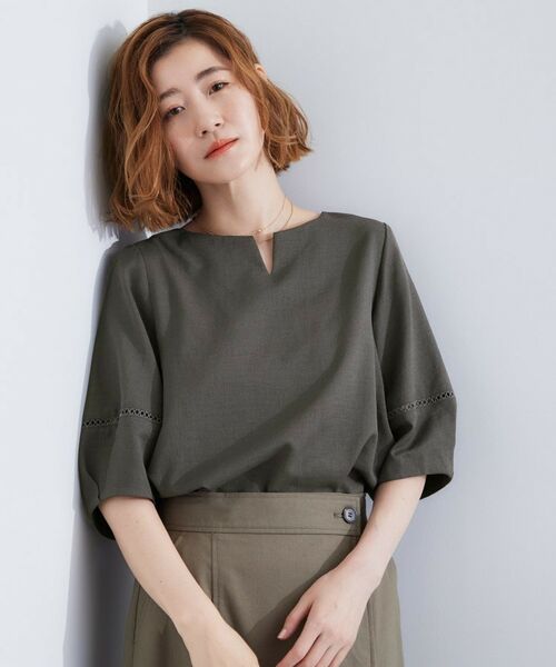 grove / グローブ シャツ・ブラウス | お洒落に決まる 麻調袖コンシャスブラウス | 詳細5