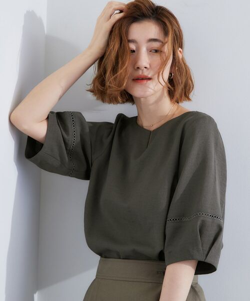 grove / グローブ シャツ・ブラウス | お洒落に決まる 麻調袖コンシャスブラウス | 詳細6