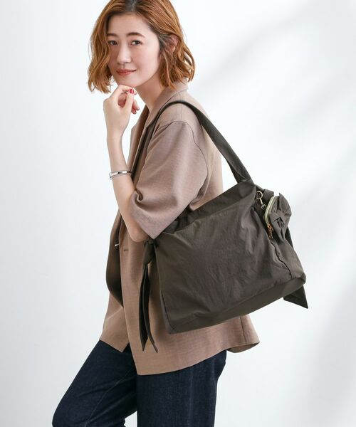 grove / グローブ ショルダーバッグ | 【撥水】リボンチャームサイドノットショルダー（チャコールグレー(013)）