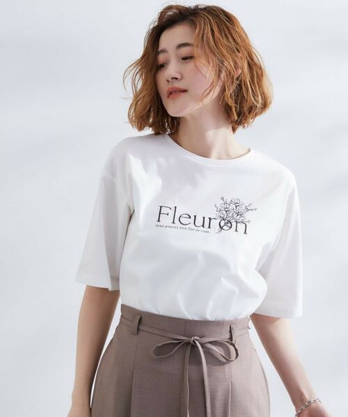 grove / グローブ Tシャツ | 【UVカット/二の腕カバー】ハーフスリーブロゴTシャツ(オフ×刺繍(003))