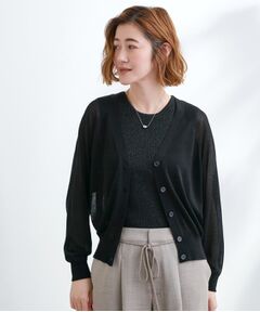 grove / グローブ カーディガン・ボレロ | さっと二の腕カバー　大人な抜け感シアーラグランVネックカーデ