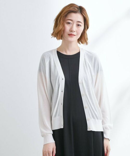 grove / グローブ カーディガン・ボレロ | さっと二の腕カバー　大人な抜け感シアーラグランVネックカーデ | 詳細1