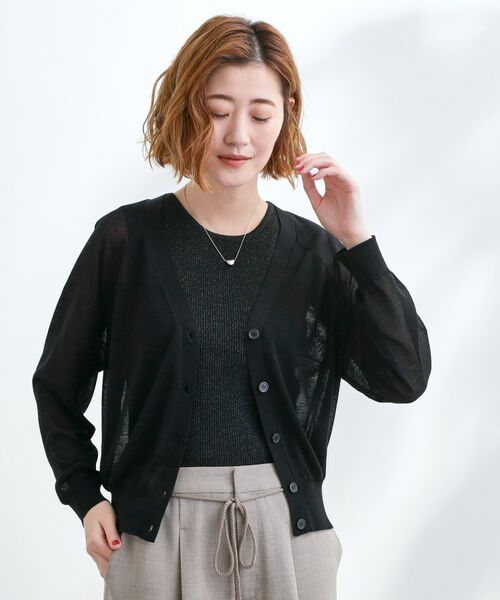 grove / グローブ カーディガン・ボレロ | さっと二の腕カバー　大人な抜け感シアーラグランVネックカーデ | 詳細10