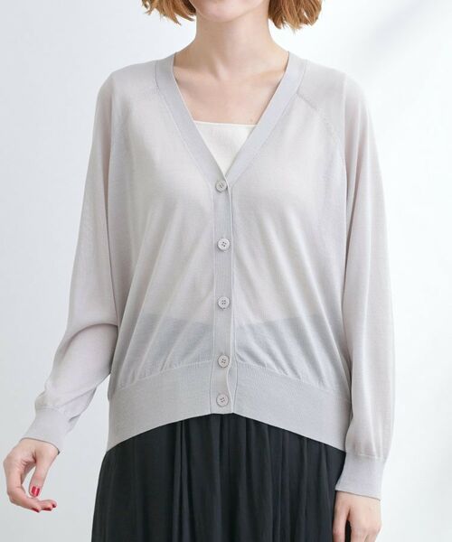 grove / グローブ カーディガン・ボレロ | さっと二の腕カバー　大人な抜け感シアーラグランVネックカーデ | 詳細13