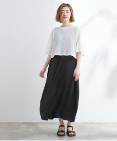 grove / グローブ ロング・マキシ丈ワンピース | 着回し◎夏に嬉しいSET　メッシュブラウス×フレアワンピース