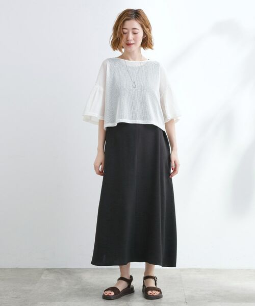 grove / グローブ ロング・マキシ丈ワンピース | 着回し◎夏に嬉しいSET　メッシュブラウス×フレアワンピース | 詳細2