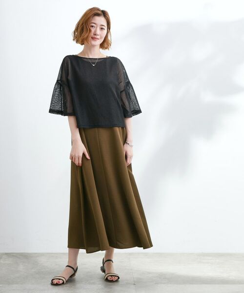 着回し◎夏に嬉しいSET メッシュブラウス×フレアワンピース