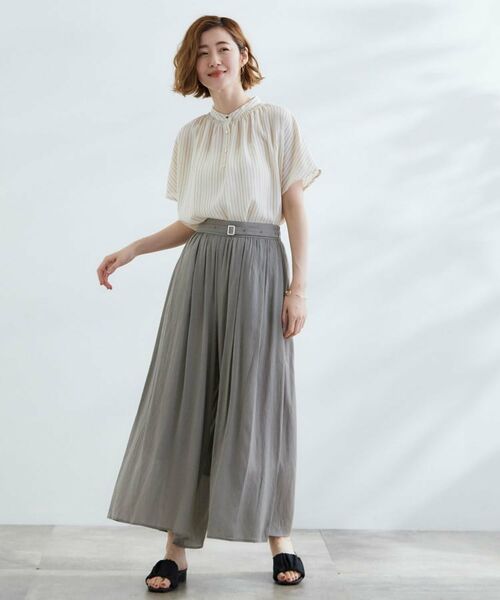 grove / グローブ ショート・ハーフ・半端丈パンツ | 【たっぷりギャザーで体型カバー】スカート見えの軽やかパンツ | 詳細10