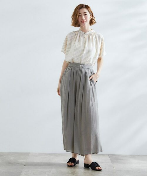 grove / グローブ ショート・ハーフ・半端丈パンツ | 【たっぷりギャザーで体型カバー】スカート見えの軽やかパンツ | 詳細11