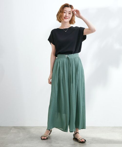 grove / グローブ ショート・ハーフ・半端丈パンツ | 【たっぷりギャザーで体型カバー】スカート見えの軽やかパンツ | 詳細7