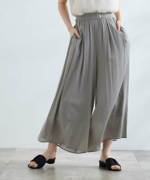 grove / グローブ ショート・ハーフ・半端丈パンツ | 【たっぷりギャザーで体型カバー】スカート見えの軽やかパンツ | 詳細9