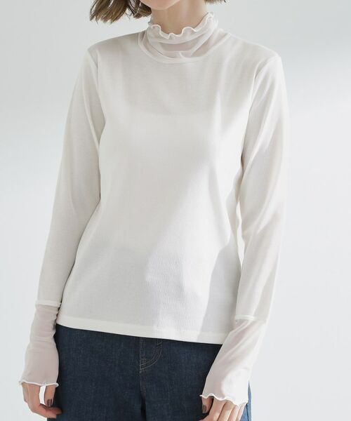 grove / グローブ カットソー | シアー切替ハイネックプルオーバー | 詳細17