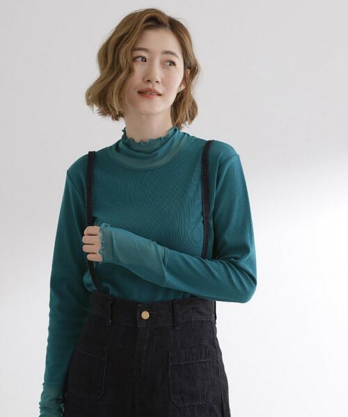 grove / グローブ カットソー | シアー切替ハイネックプルオーバー | 詳細9