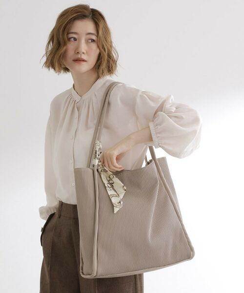 grove / グローブ トートバッグ | 【A4】プリーツスカーフ付トート(ライトグレー(011))
